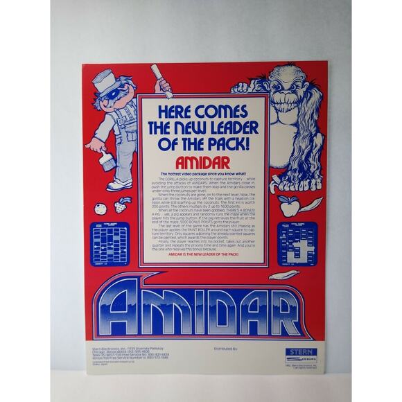 Amidar Arcade Flyer 1982 Original Video Game Art Promo Retro Classic 8.5" x 11" - Picture 2 of 2